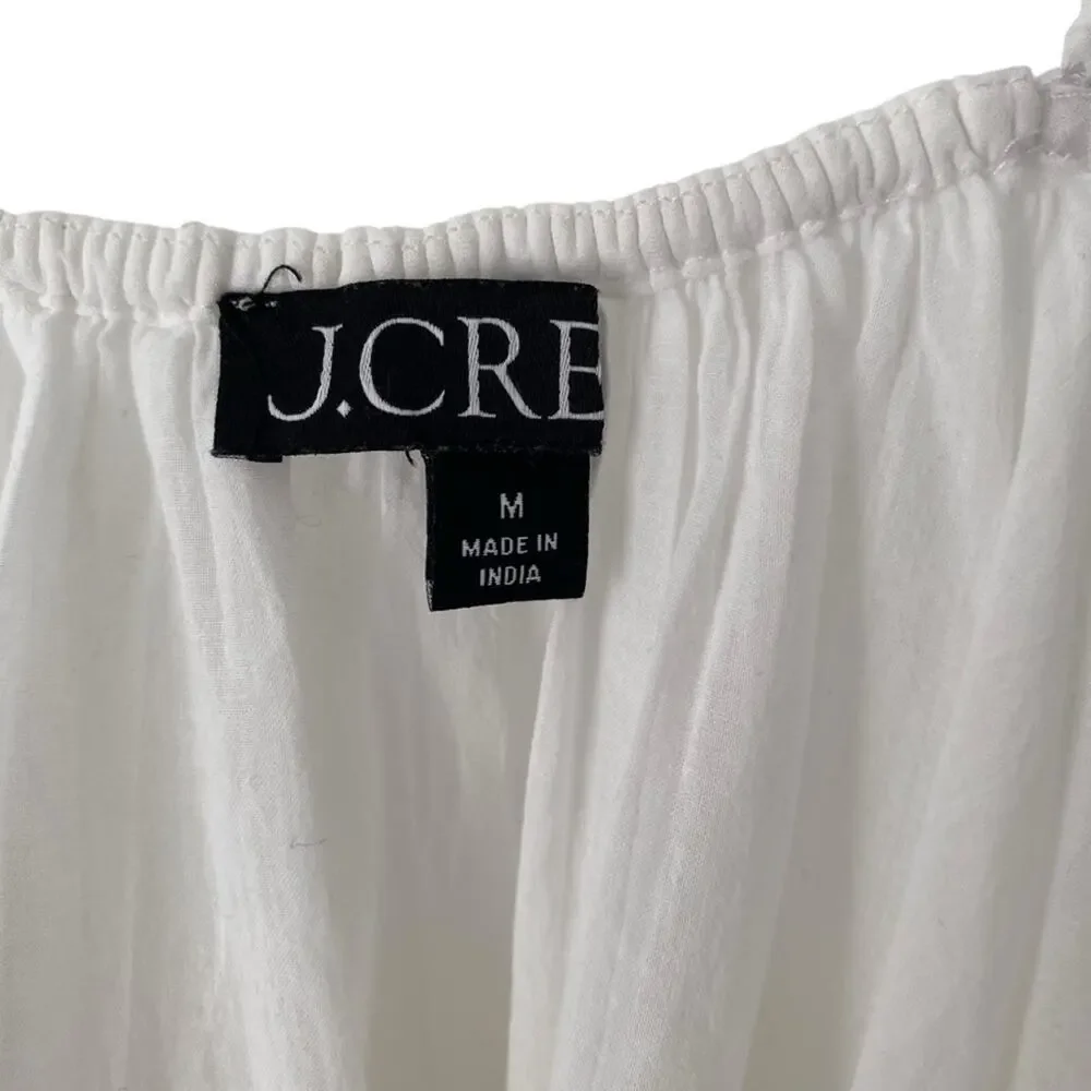 J. Crew White Embroidered Cotton Voile Tank Blouse Cami size medium